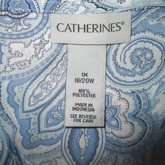 Catherines PAISLEY Chiffon Size 1X BLOUSE Tunic TOP Flowy FAUX WRAP High Low - Picture 7 of 10
